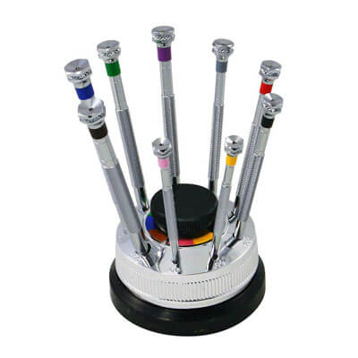 9 piece screwdriver set with revolving stand