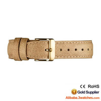 beige leather interchangeable strap gold stainless steel buckle