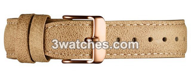 beige leather interchangeable strap rose gold stainless steel buckle