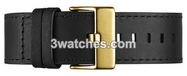 black leather interchangeable strap gold stainless steel buckle