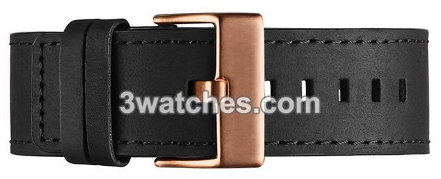black leather interchangeable strap rose gold stainless steel buckle