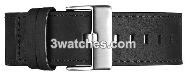 black leather interchangeable strap silver stainless steel buckle