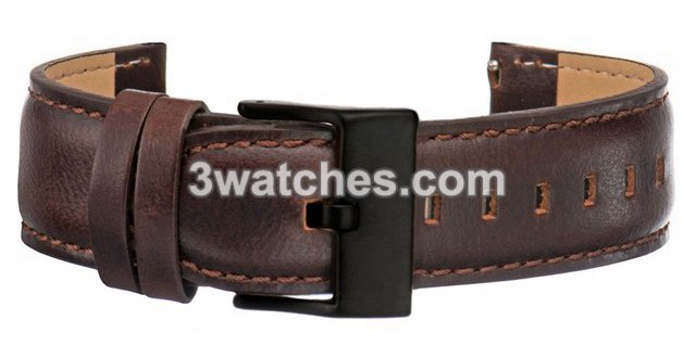 brown leather interchangeable strap black stainless steel buckle