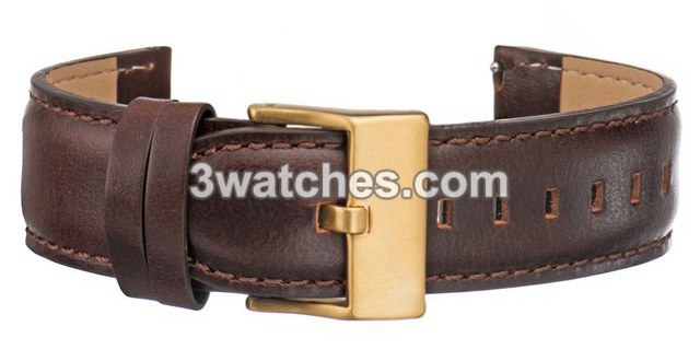 brown leather interchangeable strap gold stainless steel buckle