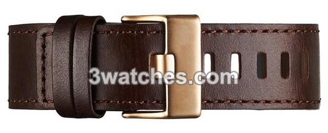 brown leather interchangeable strap rose gold stainless steel buckle