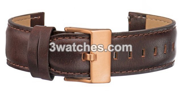 brown leather interchangeable strap rose gold stainless steel buckle