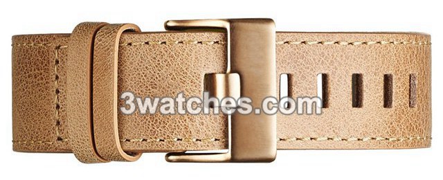 caramel leather interchangeable strap rose gold stainless steel buckle