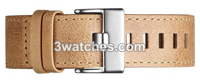 caramel leather interchangeable strap silver stainless steel buckle