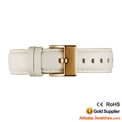 cream leather interchangeable strap gold stainless steel buckle