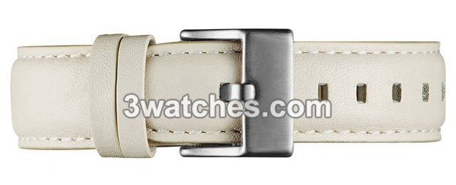 cream leather interchangeable strap silver stainless steel buckle