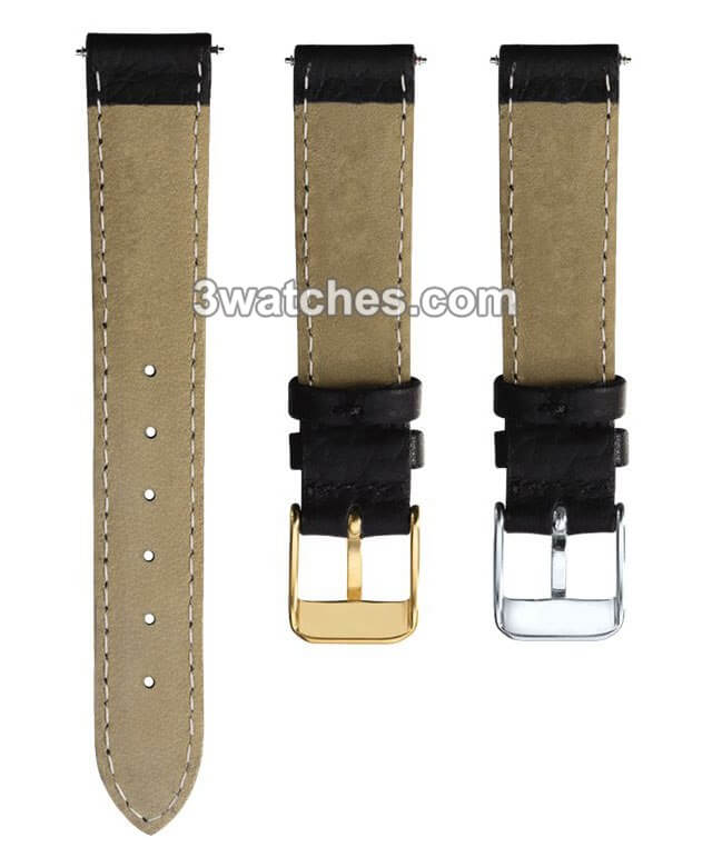 interchangeable black grained genuine leather watches strap