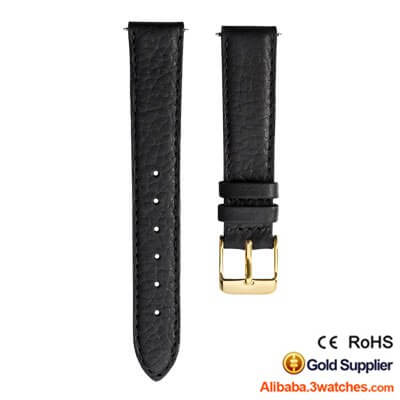 interchangeable black grained genuine leather watches strap