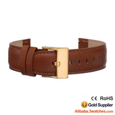 natural leather interchangeable strap gold stainless steel buckle