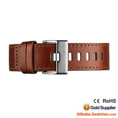 natural leather interchangeable strap silver stainless steel buckle