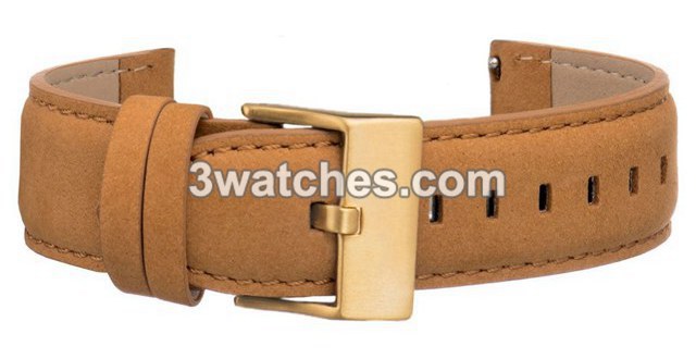 tan leather interchangeable strap gold stainless steel buckle