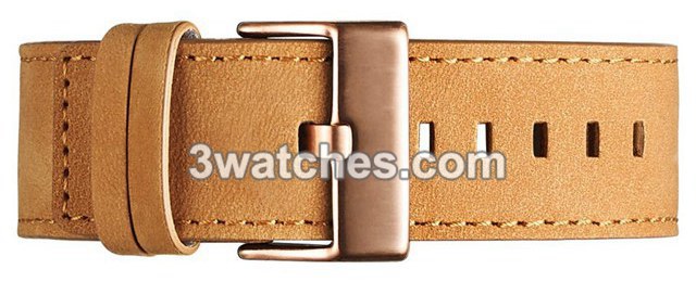 tan leather interchangeable strap rose gold stainless steel buckle