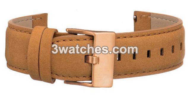 tan leather interchangeable strap rose gold stainless steel buckle