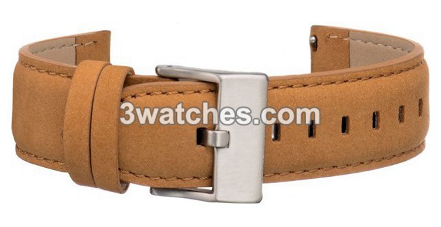 tan leather interchangeable strap silver stainless steel buckle